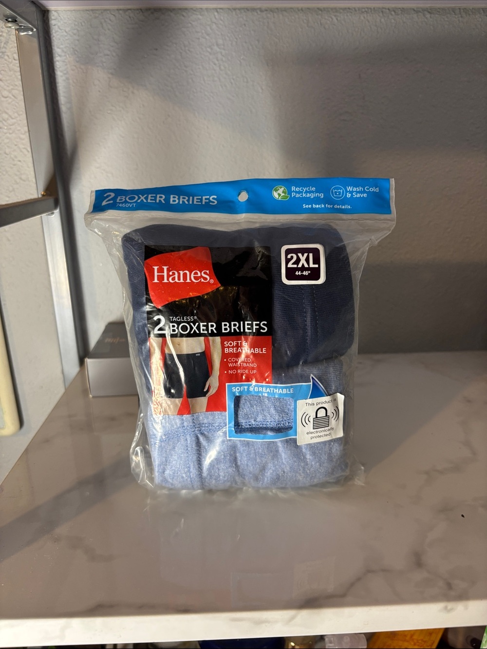 Hanes 2-Pack Tagless Boxer Briefs - Navy & Light Blue
